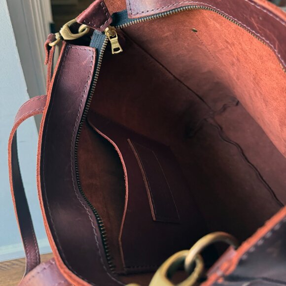 Portland Cognac Zippered Crossbody Tote - Picture 16 of 16